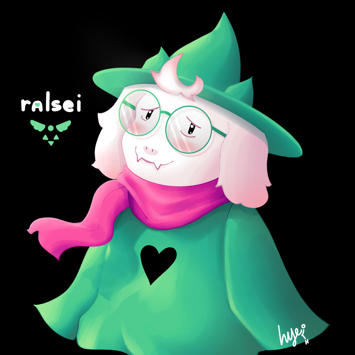 A digital drawing of Ralsei (from DELTARUNE), as illustrated by Hye.